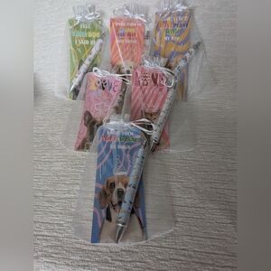 Dog-Themed Pens Gifts Qty 6, Cute Click Pens And Bookmark In Organza Mesh Bags